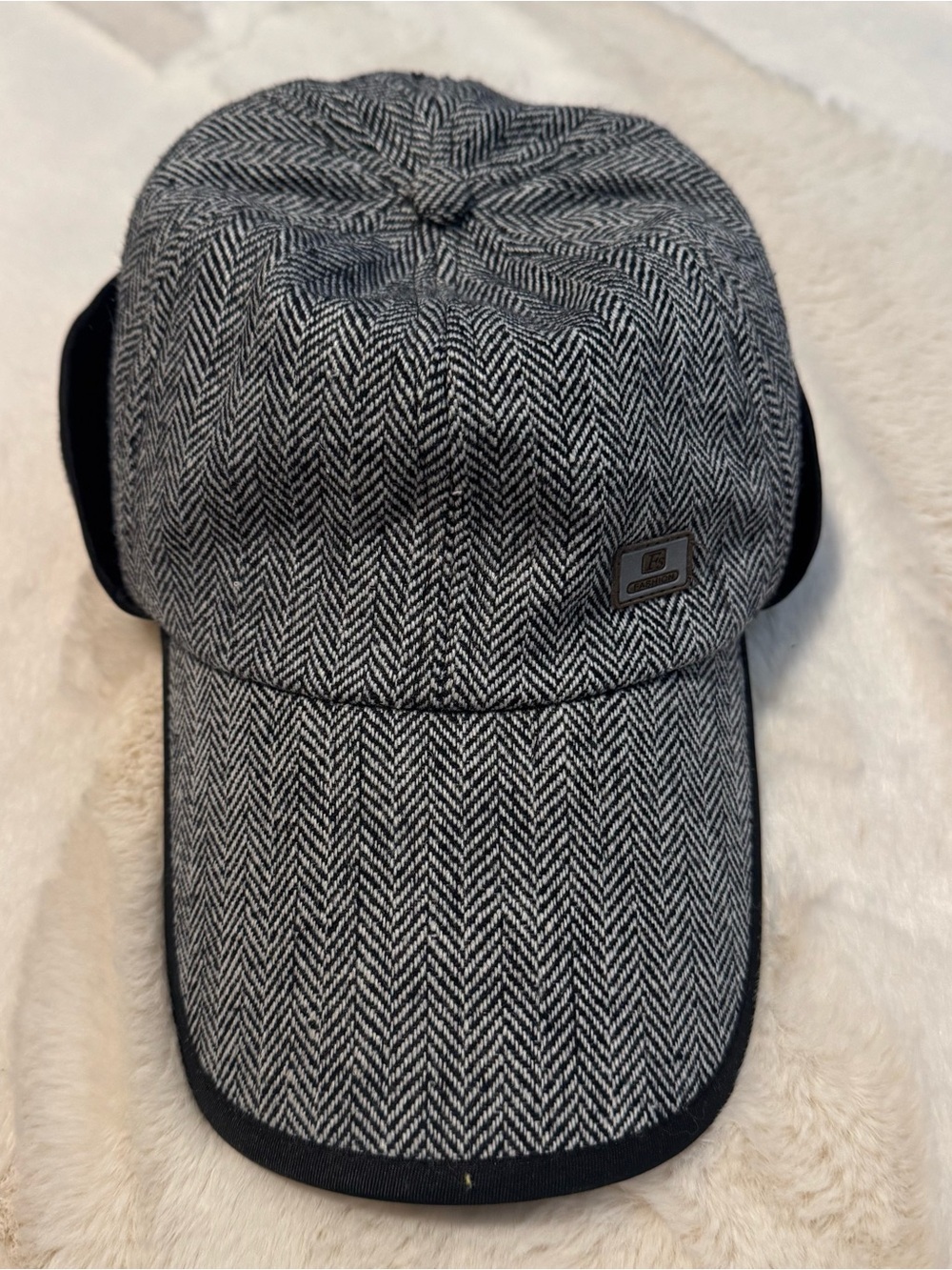 Wool Earflap Baseball Cap: Mens Winter Warm Hat Grey Fitted Fashion Seal Fitted